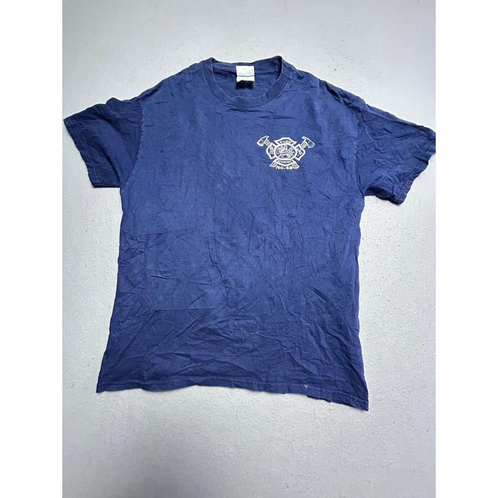 Port and Company T-Shirt Cotton Navy Blue Fire Academy No 49 L Mens